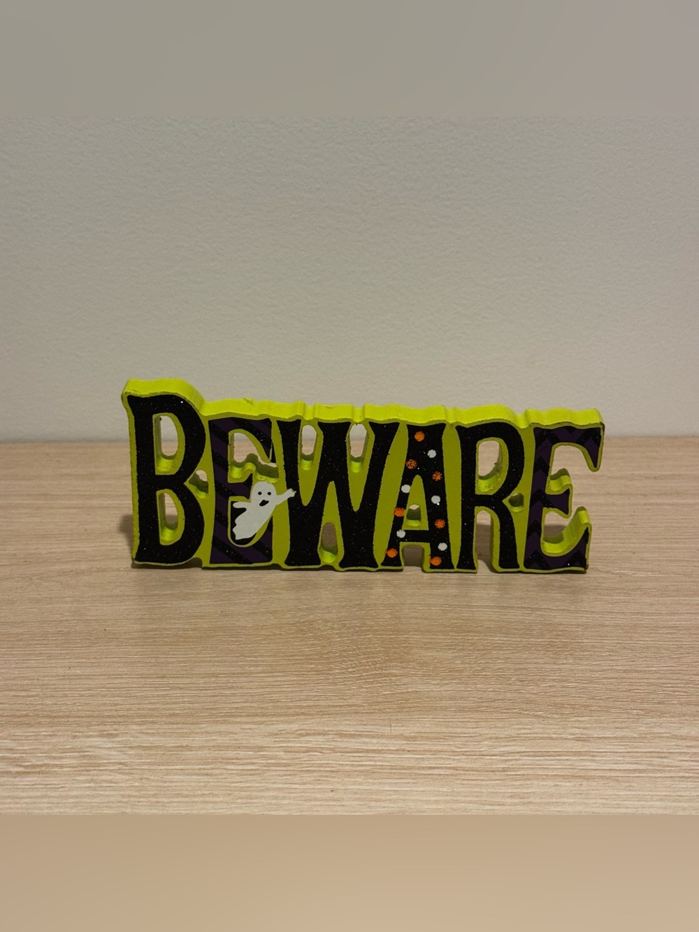 Beware Halloween Decor - Lime Green and Black